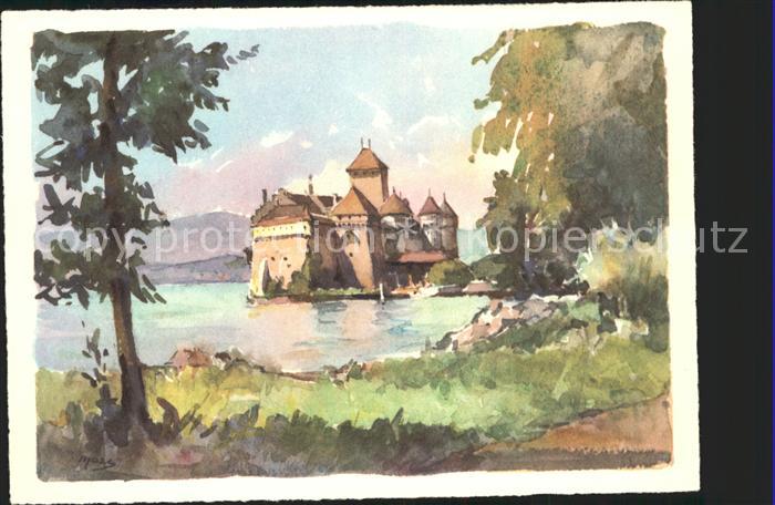 Kuenstlerkarte Chateau de Chillon au Lac Leman