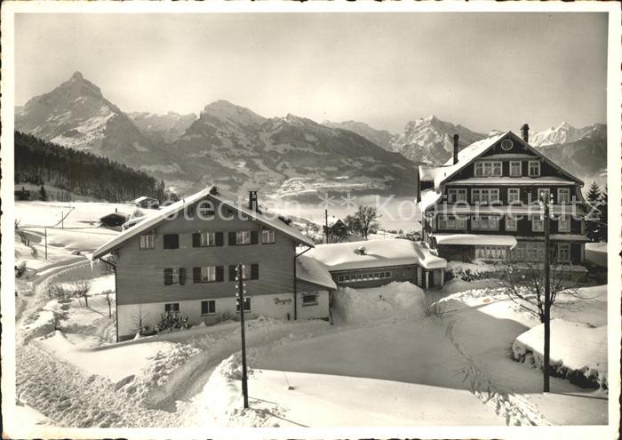 Amden Walensee SG Kurhaus Bergruh Blick gegen Muertschenstock und Glarneralpen