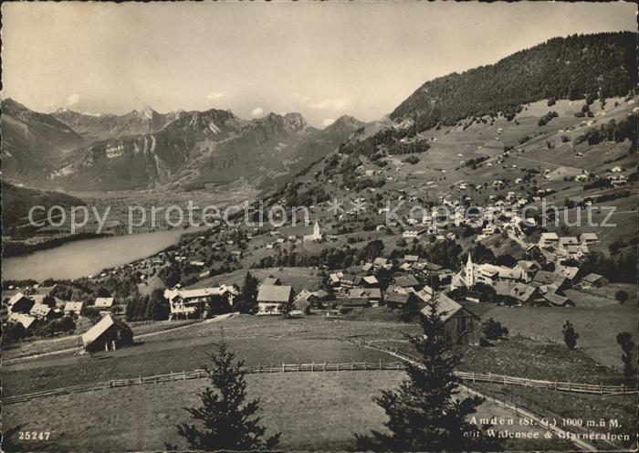 Amden Walensee SG Panorama mit Walensee und Glarner Alpen