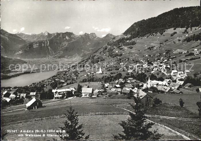 Amden Walensee SG Panorama mit Walensee und Glarner Alpen