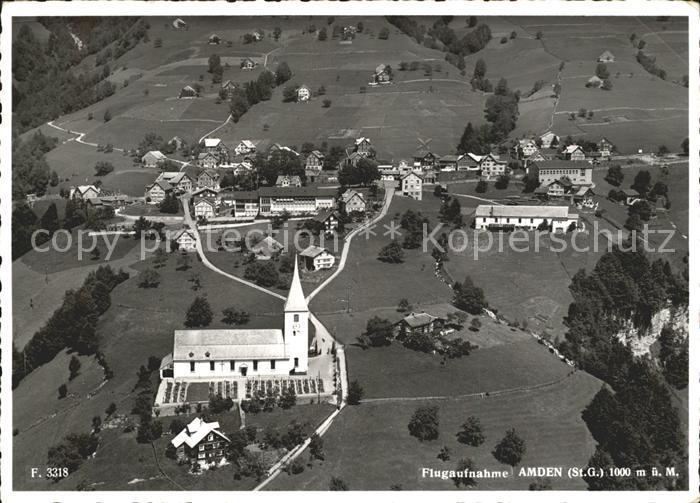 Amden Walensee SG Fliegeraufnahme Kurort Kirche