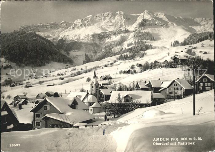 Amden Walensee SG Oberdorf mit Mattstock Alpstein Winterpanorama