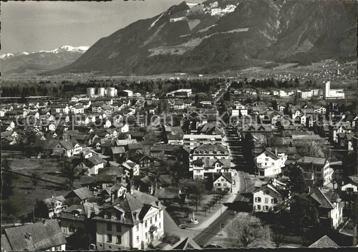 Werdenberg Blick ueber die Stadt Hauptstrasse Alpenpanorama
