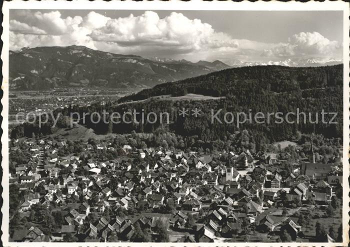 Berneck SG Panorama mit Vorarlberge und Raetikonkette