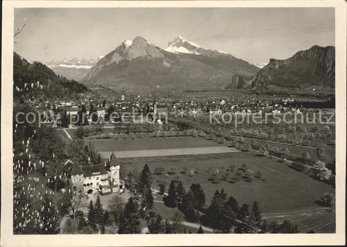 Bad Ragaz Ragatz Panorama Rheintal mit Gonzen und Alvier