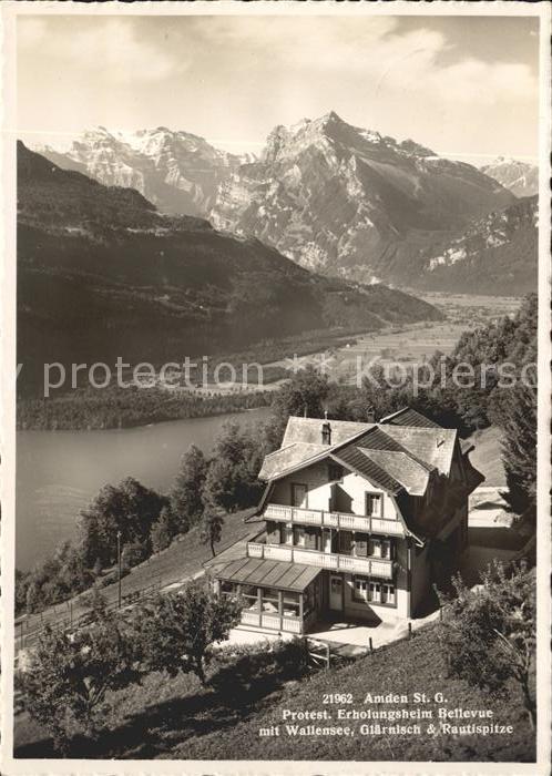 Amden Walensee SG Erholungsheim Bellevue Walensee Glaernisch Rautispitze Alpenpa