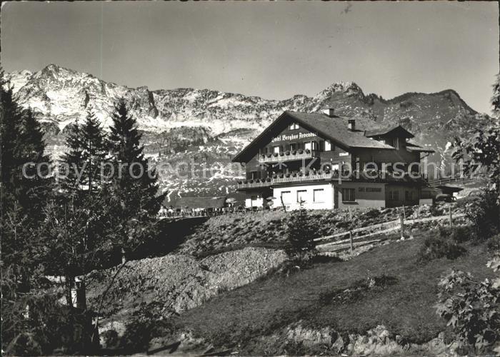 Amden Walensee SG Hotel Berghus Arvenbueel Blick zum Mattstock und Rahberg