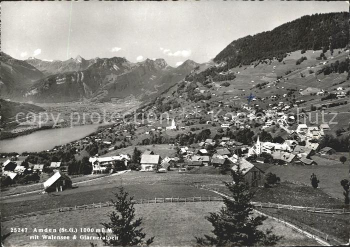 Amden Walensee SG Panorama mit Walensee und Glarneralpen
