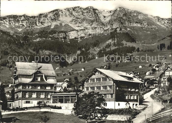 Amden Walensee SG Kurhaus Bergruh mit Mattstock Alpstein
