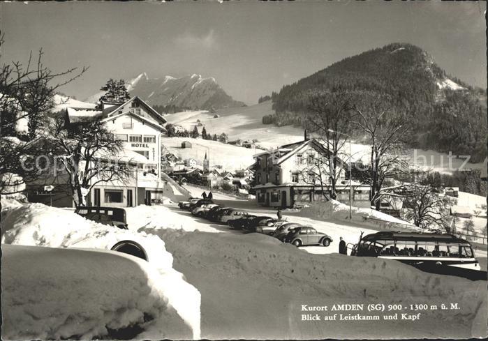 Amden Walensee SG Ortspartie Hotel Blick auf Leistkamm und Kapf
