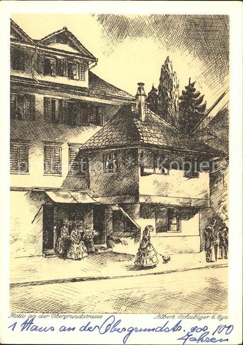 Luzern LU Obergrundstrasse Zeichnung Albert Schubiger Kantonsschule