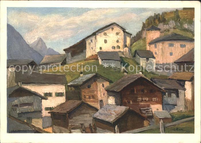 Helvetia Schweiz Künstlerbild Dorf