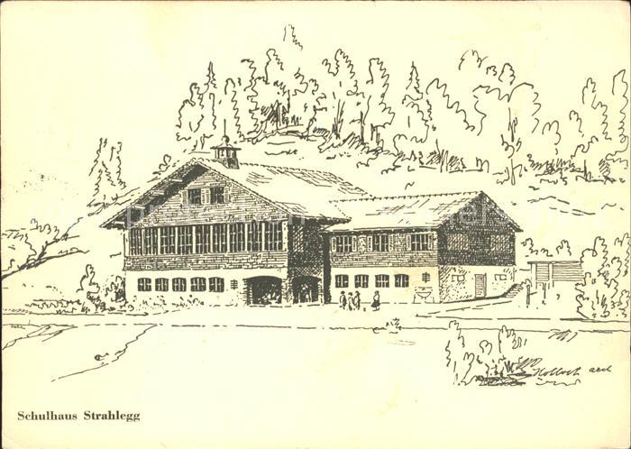 Strahlegg Schulhaus Kuenstlerkarte Zeichnung