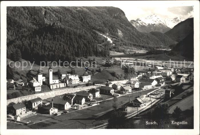 Susch Gesamtansicht mit Alpenpanorama Engadin