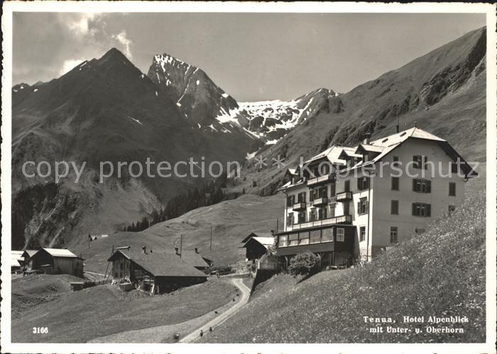 Tenna Hotel Alpenblick mit Unter und Oberhorn