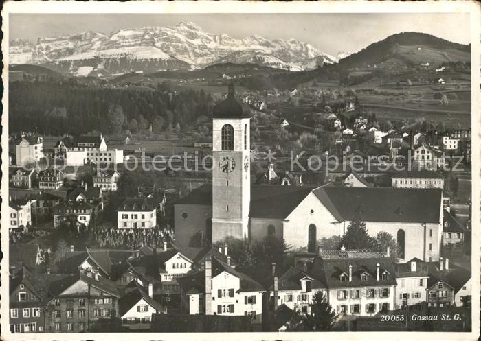 Gossau SG Ortsblick mit Kirche