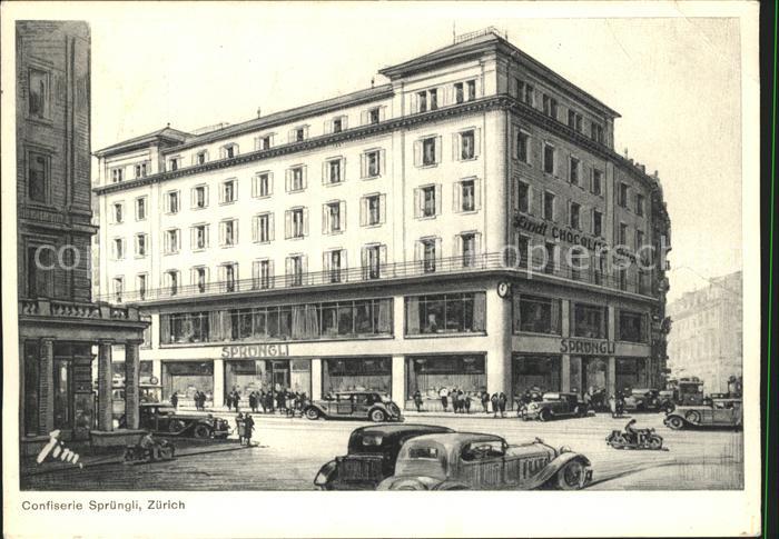 Zuerich Confiserie Spr?ngli K?nstlerkarte Autos