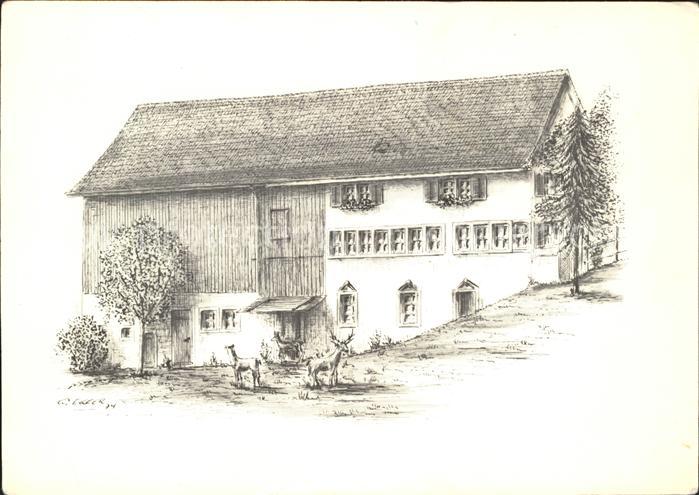 Hinwil Restaurant Bad Erlosen Kleintierpark P. Schaerer Kuenstlerkarte