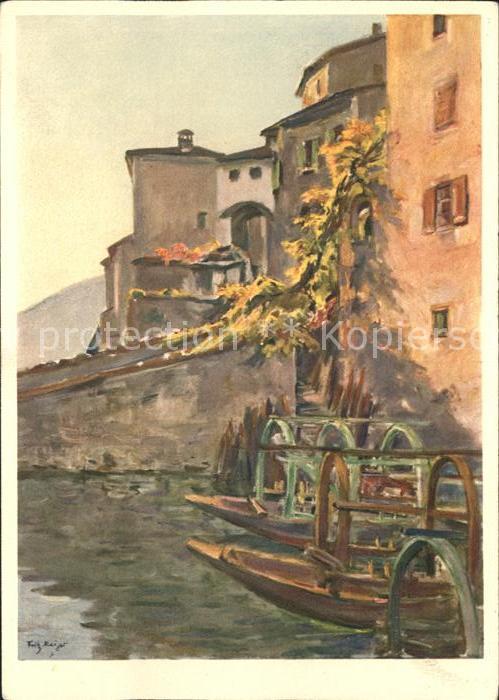 Gandria Lago di Lugano Gondeln Kuenstlerkarte