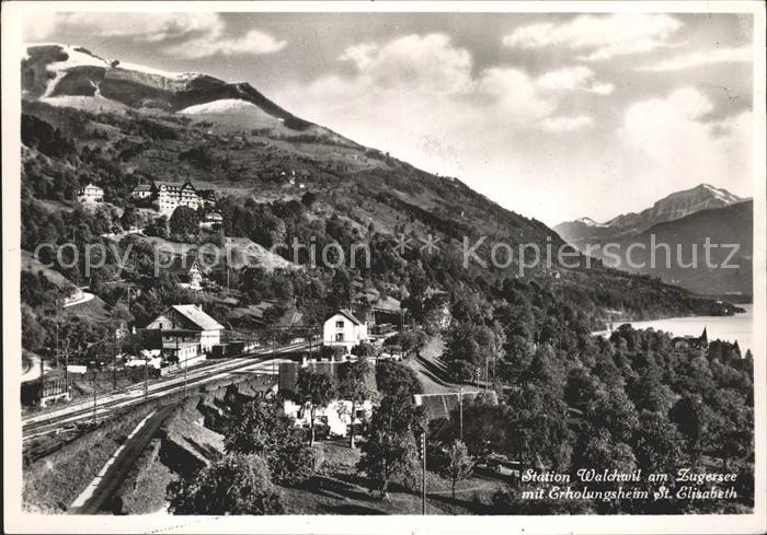 Walchwil Station am Zugersee mit Erholungsheim St Elisabeth