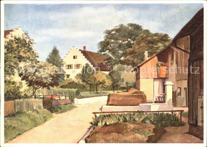 Wuelflingen Winterthur Teilansicht Oberdorfstrasse mit Schloss Wuelflingen Oelbi