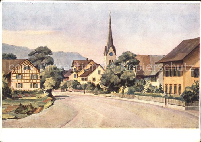 Wuelflingen Winterthur Dorfpartie Wuelflingerstrasse mit Kirche