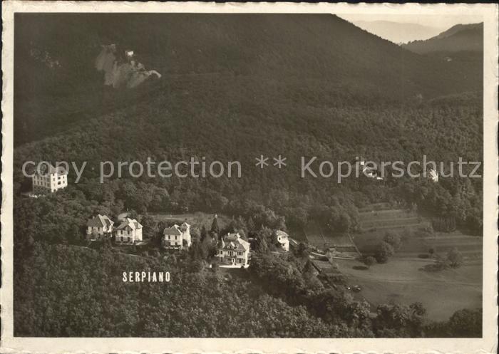 Serpiano TI Fliegeraufnahme Kurhaus mit Villen und Kapelle