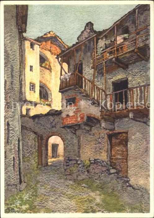 Tessin Ticino Dorfpartie Kuenstlerkarte