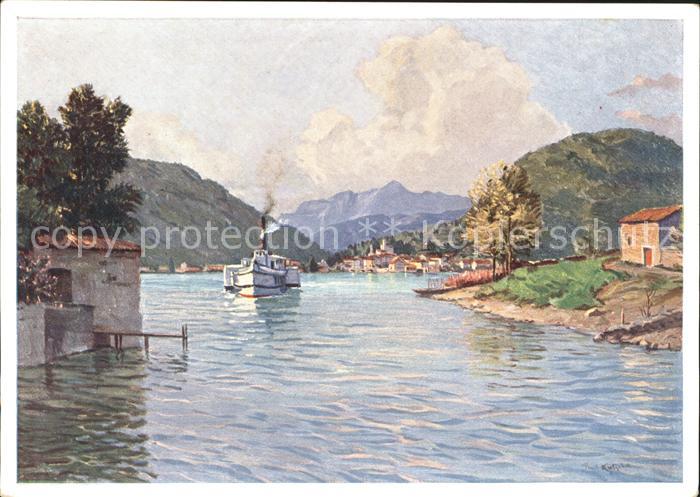 Ponte Tresa Lago di Lugano Kuenstlerkarte