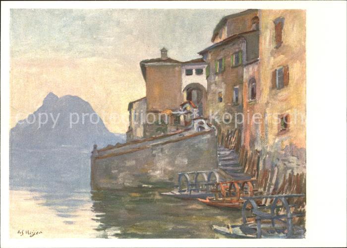 Gandria Lago di Lugano Kuenstlerkarte Fritz Meijer