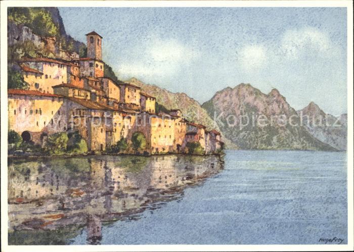 Gandria Lago di Lugano Kuenstlerkarte