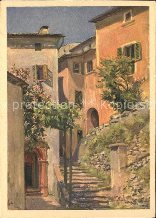 Gandria Lago di Lugano Kuenstlerkarte Fritz Meijer