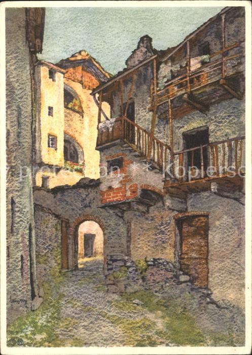 Locarno TI Kuenstlerkarte Dorfpartie