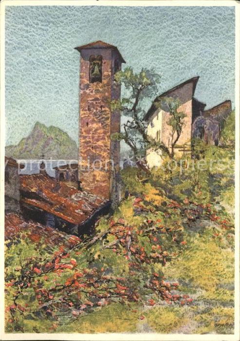 Gandria Lago di Lugano Kuenstlerkarte Dorfpartie