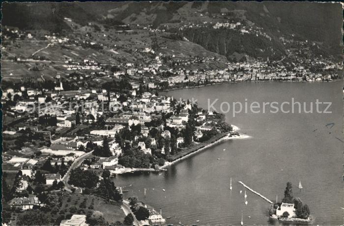 Clarens VD Fliegeraufnahme Genfersee Insel