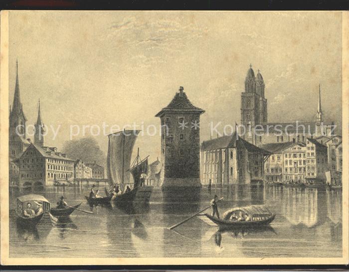 Kuenstlerkarte Zürich W. Bartlett delt. Rob. Wallis sc