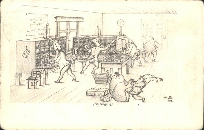 Post Zwerge Abfertigung Künstlerkarte H. St.