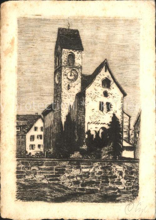 Radierung Rüti Kirche