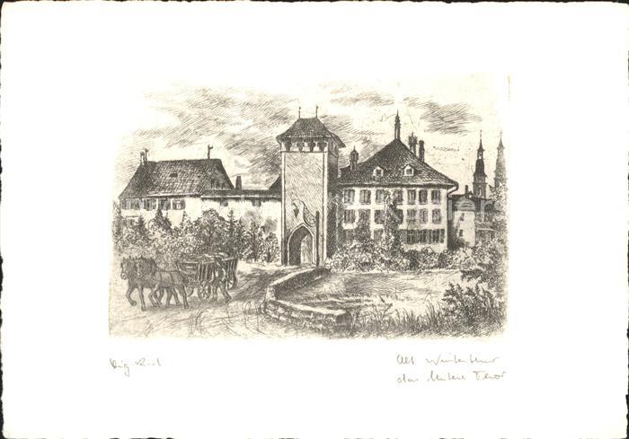 Radierung Winterthur Untere Tor