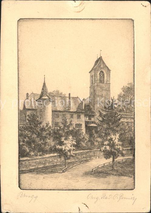 Radierung Brugg Kirche