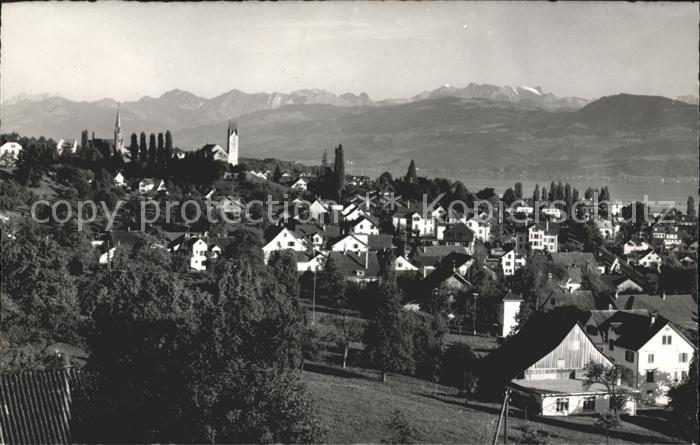 Maennedorf Ortsblick mit Alpenpanorama