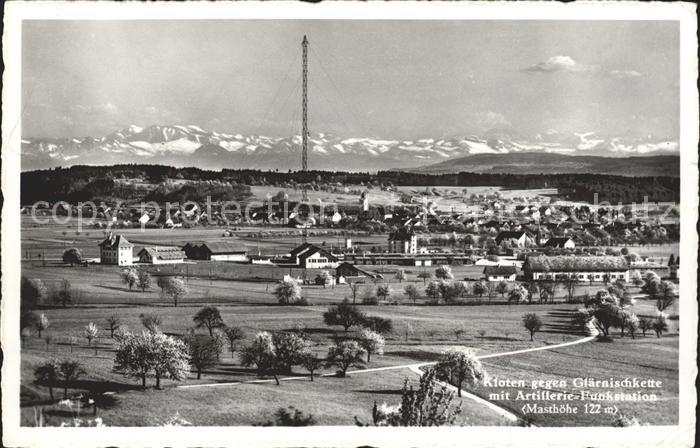 Kloten mit Glaernischkette und Artillerie Funkstation