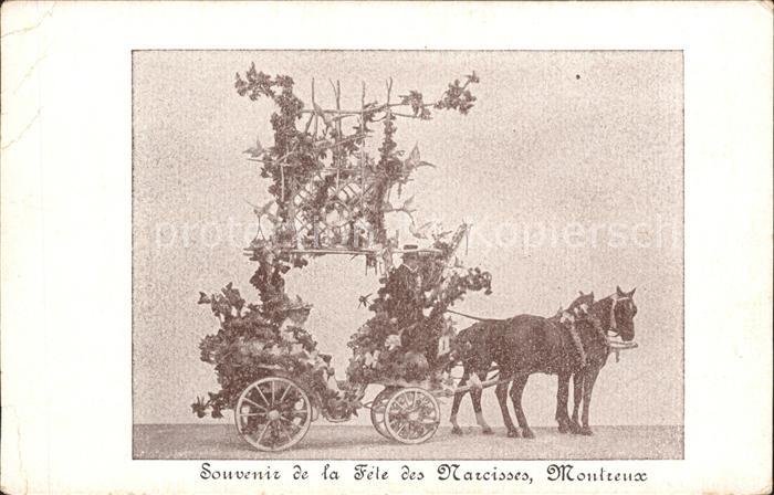 Montreux VD Fete des Narcisses geschmueckter Pferdewagen