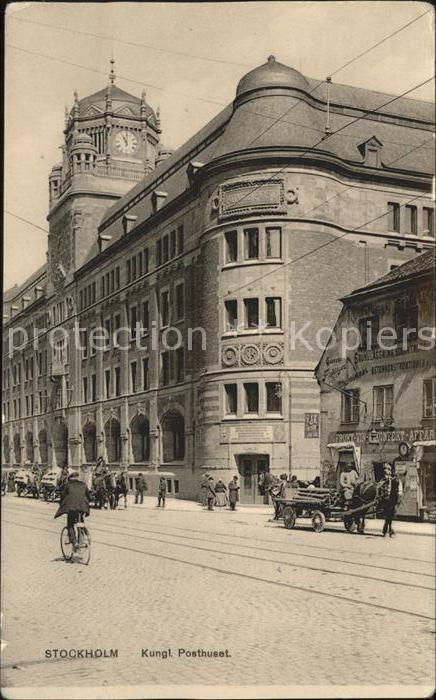 Stockholm Kungl Posthuset Postamt Pferdefuhrwerk