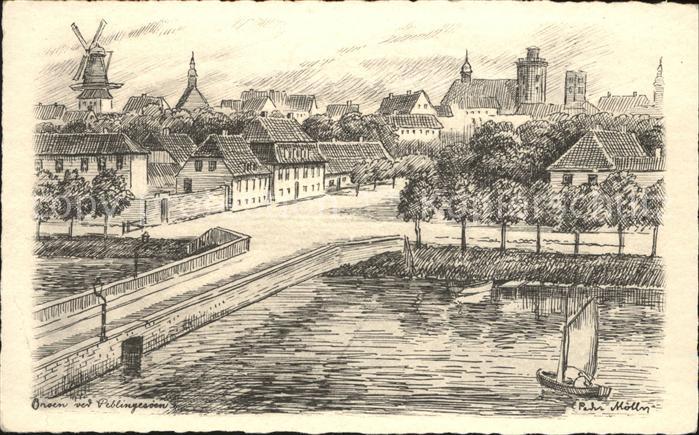 Kobenhavn Broen ved Peblingesoen Kuenstlerkarte