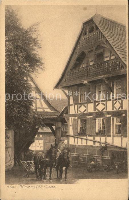 Alteckendorf Bauernhof Pferdefuhrwerk