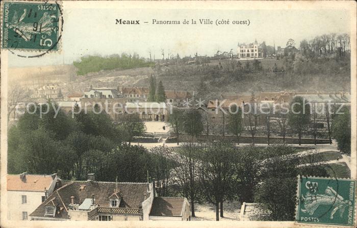 Meaux Seine et Marne Panorama de la Ville Stempel auf AK