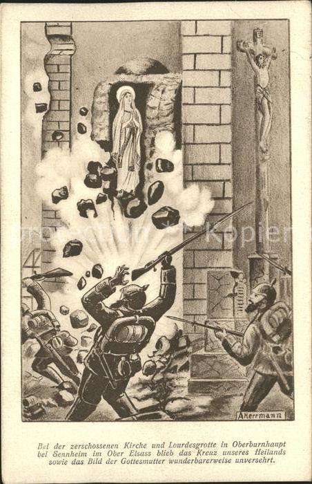 Oberburnhaupt Zerschossene Kirche Lourdesgrotte Gedic