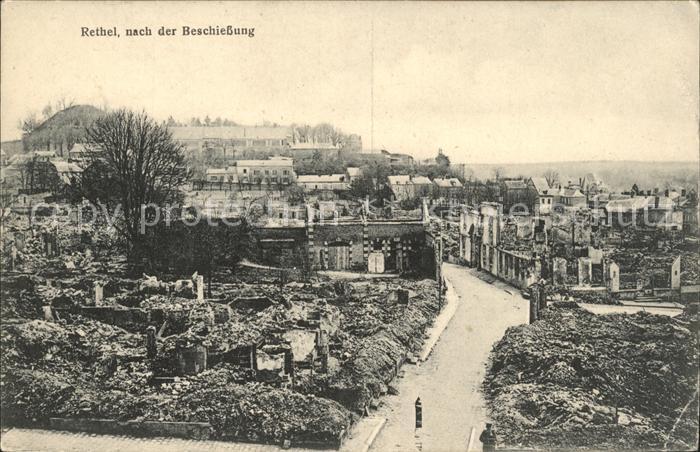 Rethel Ardennes nach der Beschiessung 1. Weltkrieg Truemmer