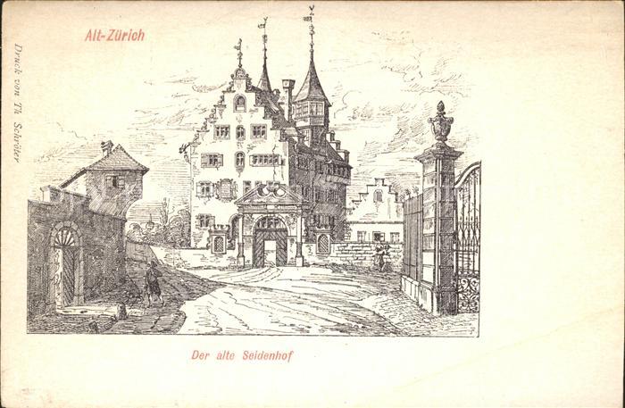 Zuerich Der alte Seidenhof Zeichnung